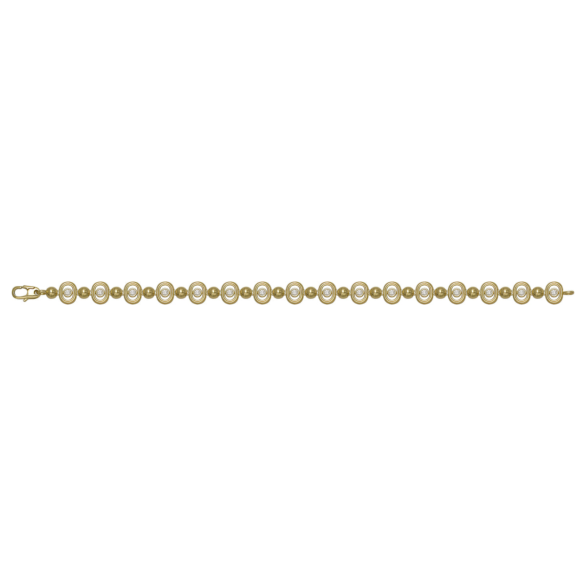 Solid gold fancy link bracelet, 7.65 g — shown square on a plain background.