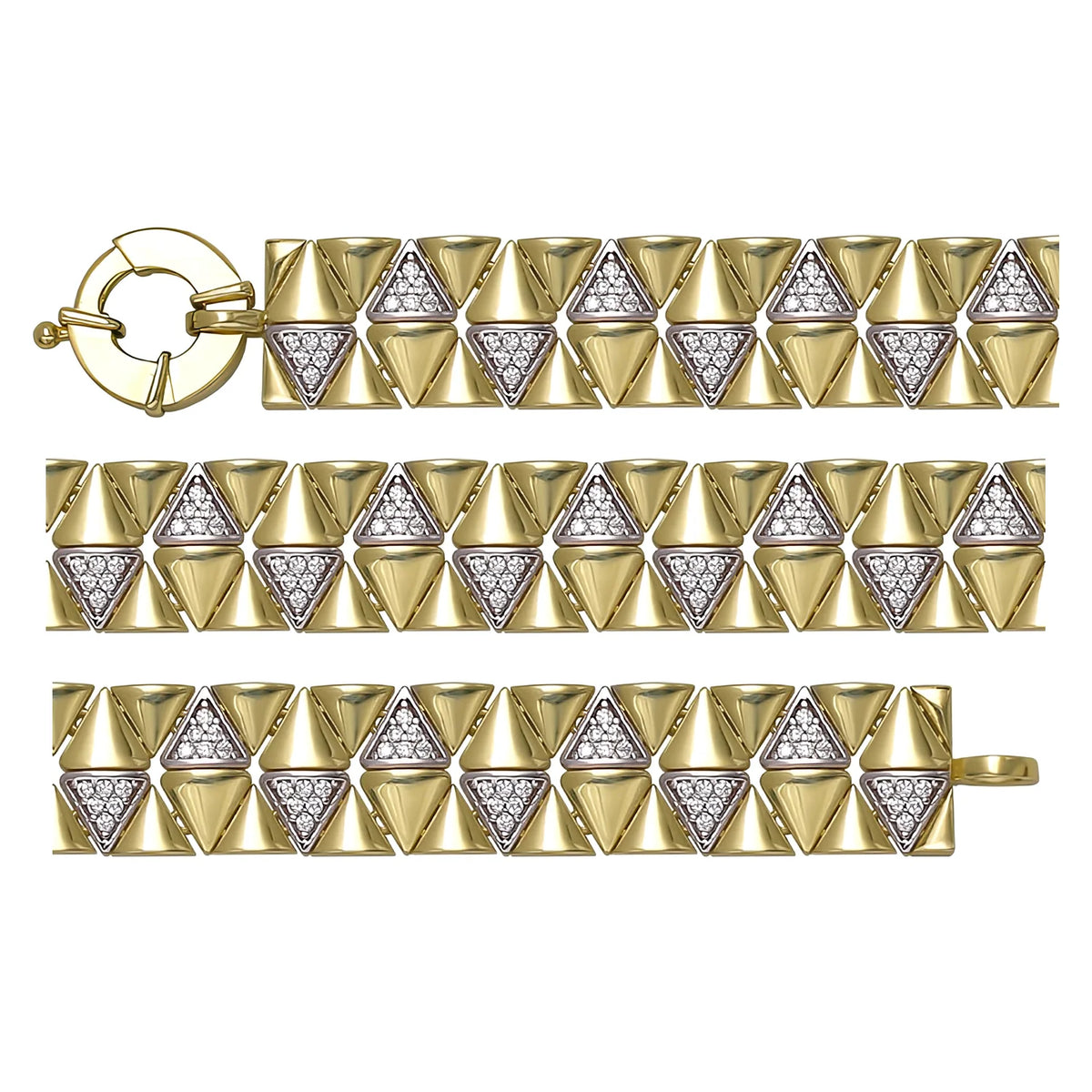 Solid gold fancy link bracelet, 17.85 g — shown in three rows across the frame.