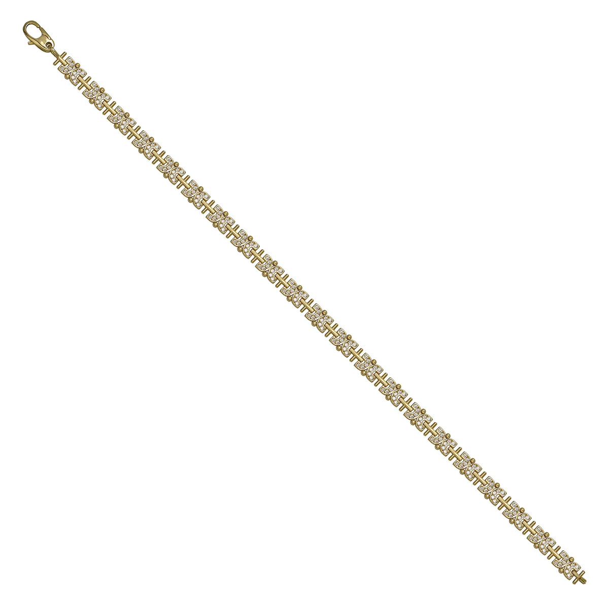 Solid gold fancy link bracelet, 7.65 g — shown at an angle across the frame.