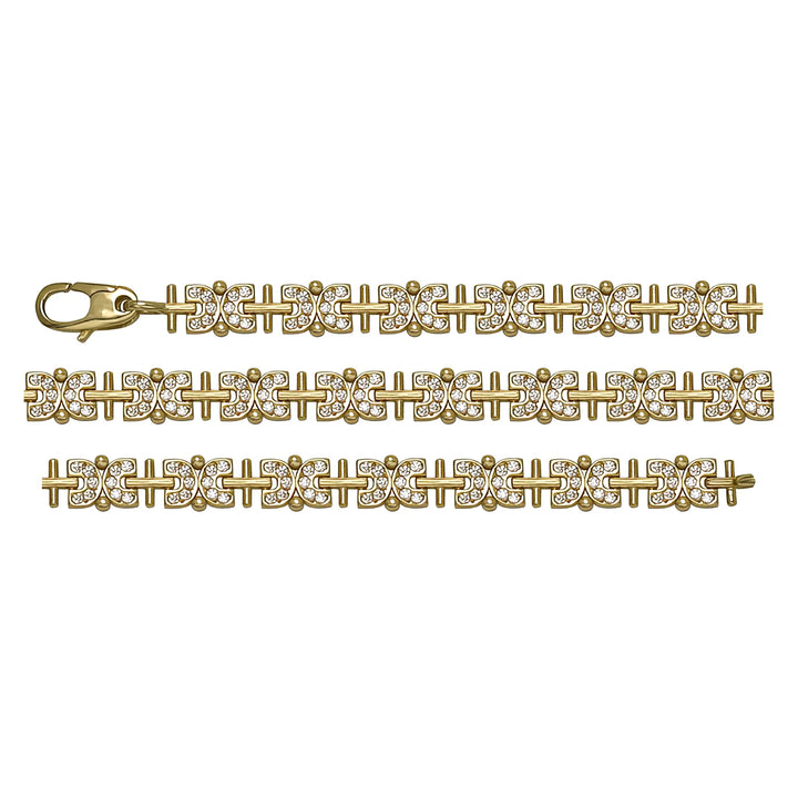 Solid gold fancy link bracelet, 7.65 g — shown in three rows across the frame.
