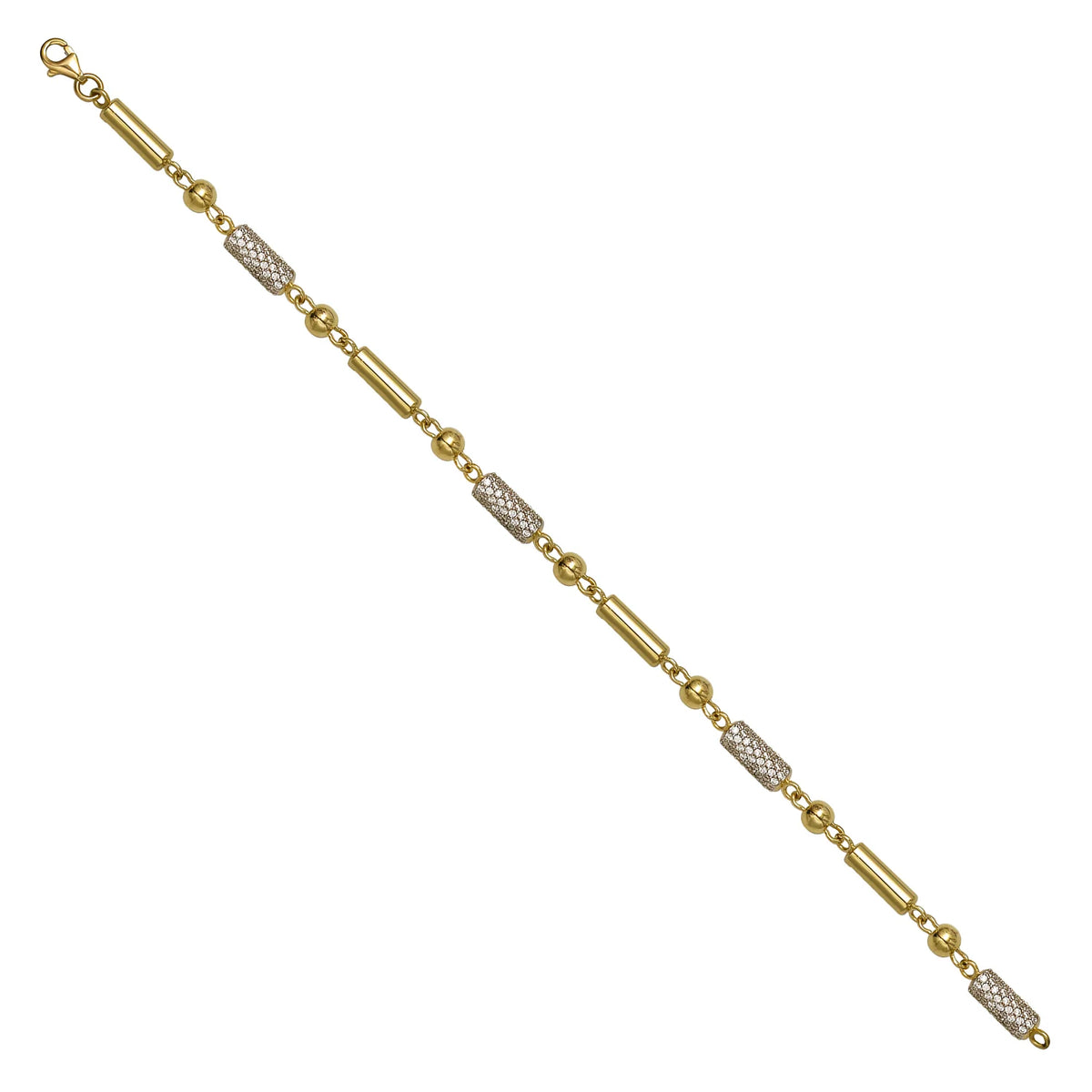 Solid gold bead bracelet, 7.60 g — shown at an angle across the frame.