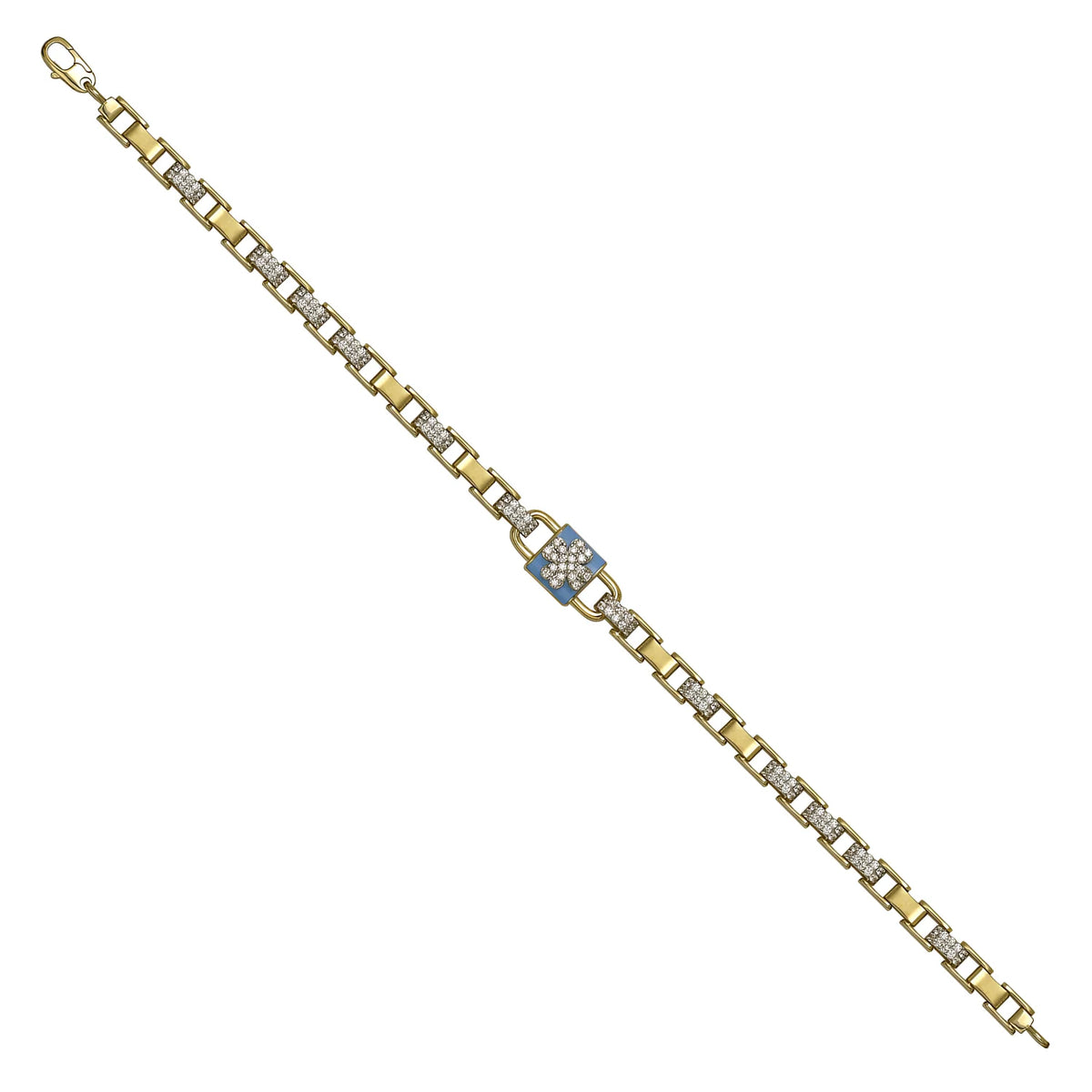 Solid gold bar link bracelet, 9.95 g — shown at an angle across the frame.