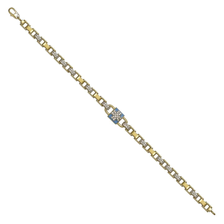 Solid gold bar link bracelet, 9.95 g — shown at an angle across the frame.