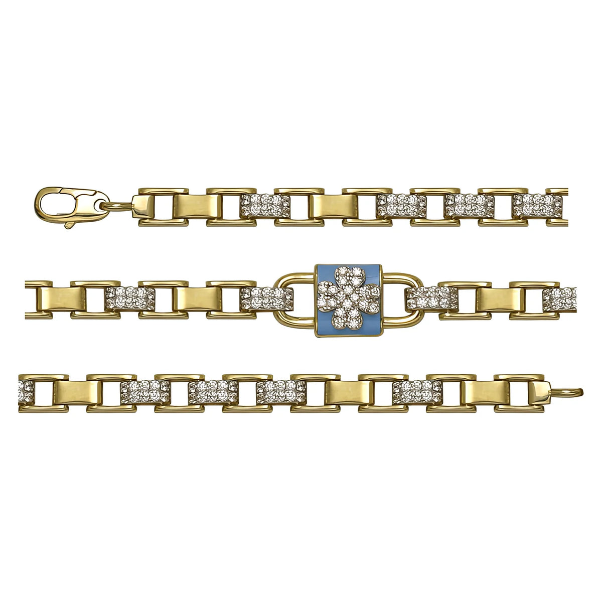 Solid gold bar link bracelet, 9.95 g — shown in three rows across the frame.