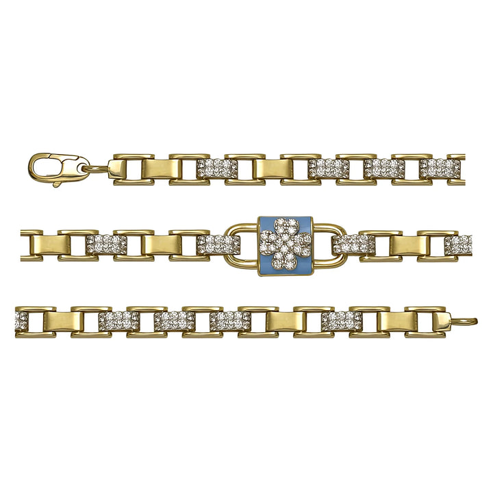 Solid gold bar link bracelet, 9.95 g — shown in three rows across the frame.