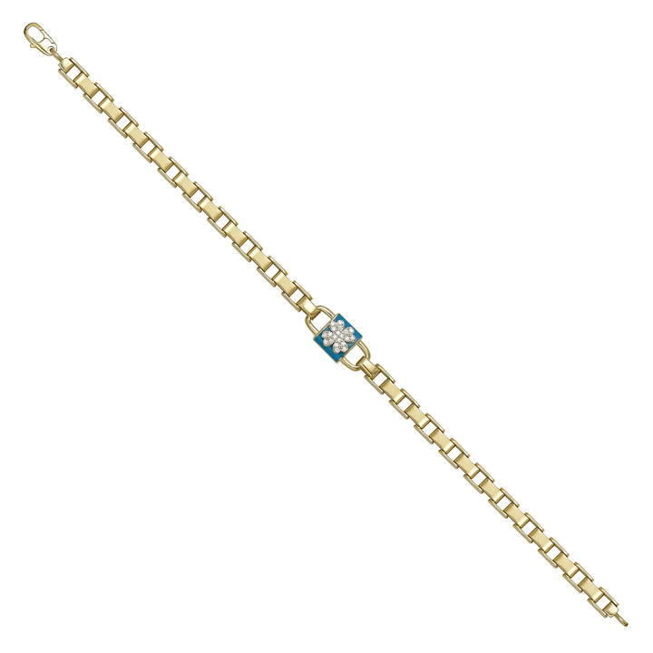 Solid gold bar link bracelet, 8.35 g — shown at an angle across the frame.