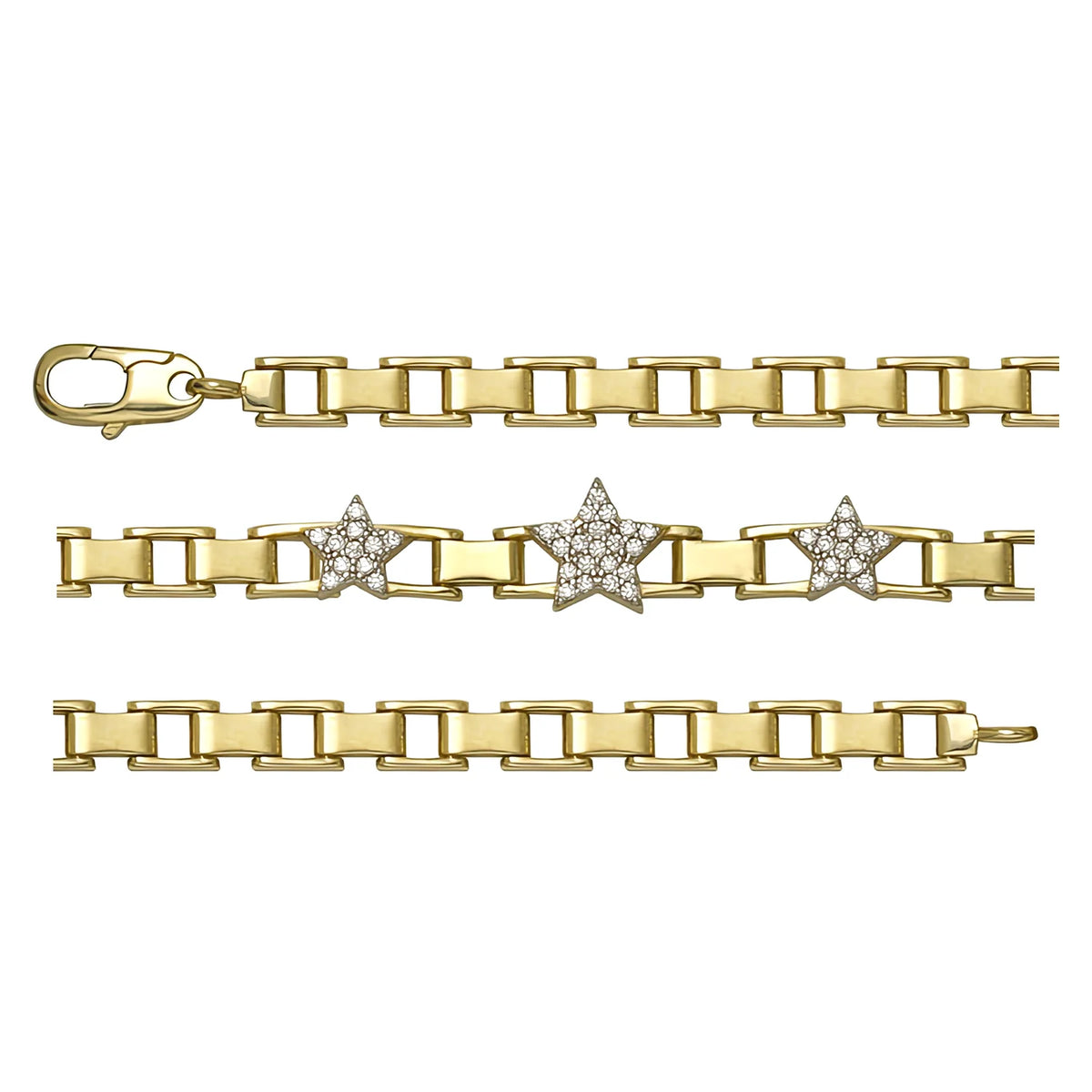Solid gold bar link bracelet, 8.30 g — shown in three rows across the frame.