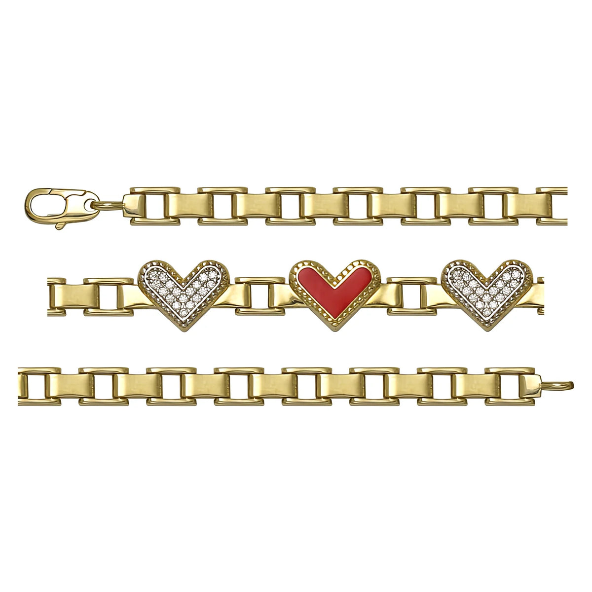 Solid gold bar link bracelet, 8.32 g — shown in three rows across the frame.