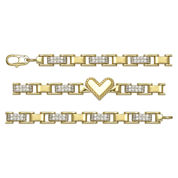 Solid gold bar link bracelet, 9.35 g — shown in three rows across the frame.