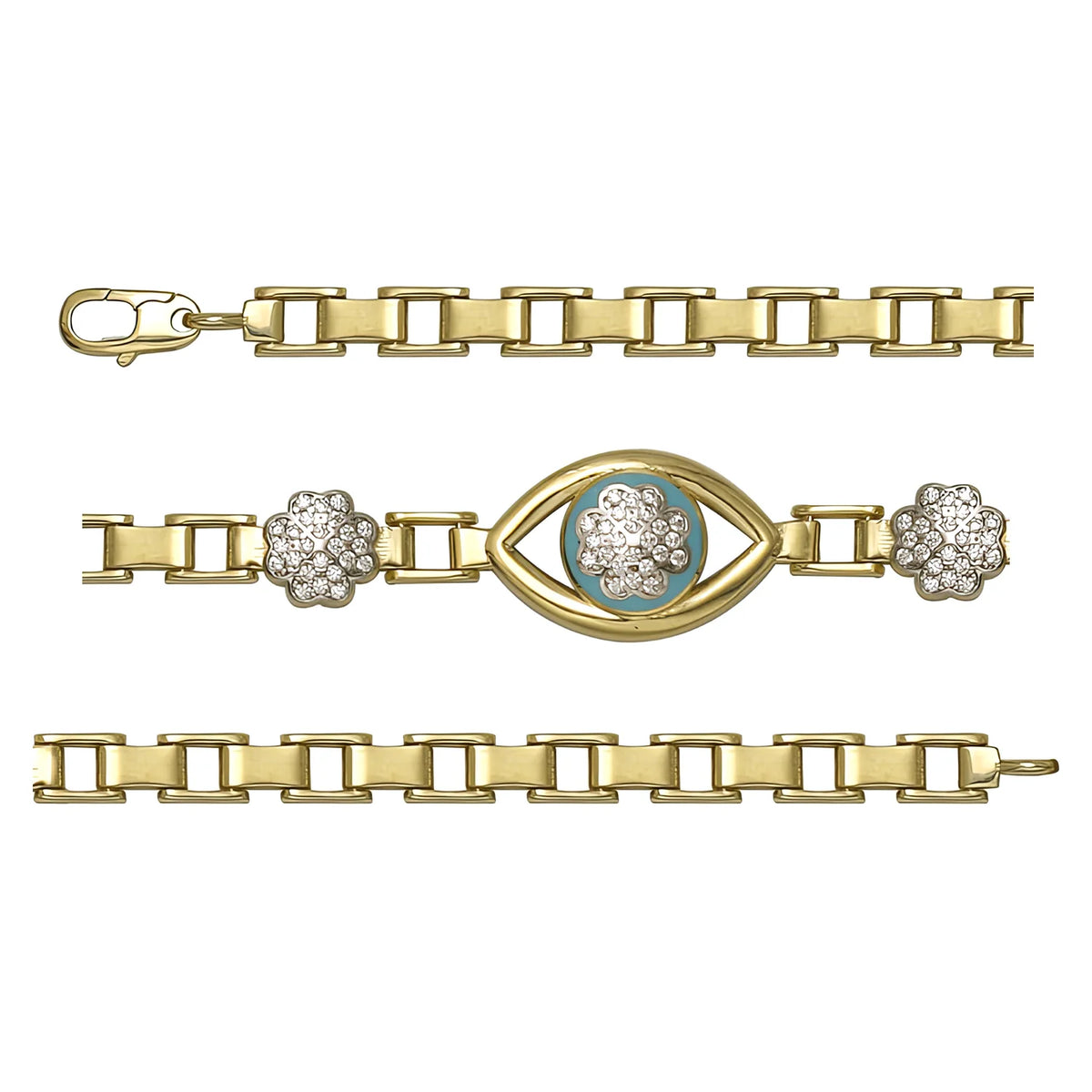 Solid gold bar link bracelet, 8.50 g — shown in three rows across the frame.