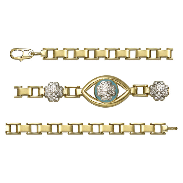 Solid gold bar link bracelet, 8.50 g — shown in three rows across the frame.